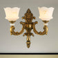 Vintage Style Petal Sconce Light Fixture 1/2-Light Opal Glass Wall Mounted Lamp in Brass for Bedroom 2.0 Brass Clearhalo 'Wall Lamps & Sconces' 'Wall Lights' Lighting' 270138