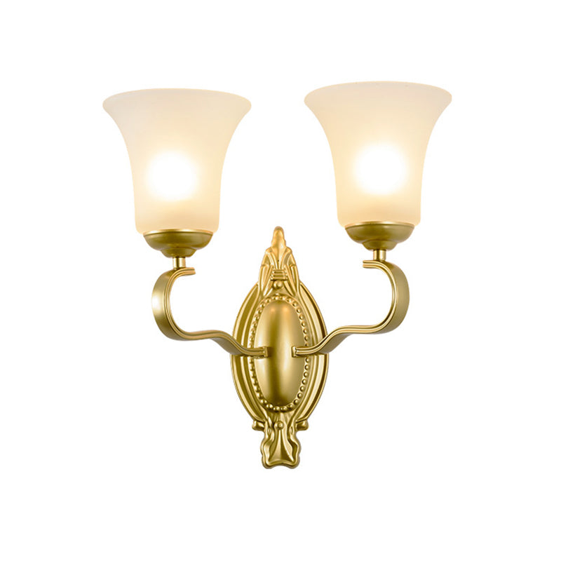 Bell Opal Glass Sconce Light Fixture Vintage Style 1/2-Head Corridor Wall Mount Light in Gold Clearhalo 'Wall Lamps & Sconces' 'Wall Lights' Lighting' 270172