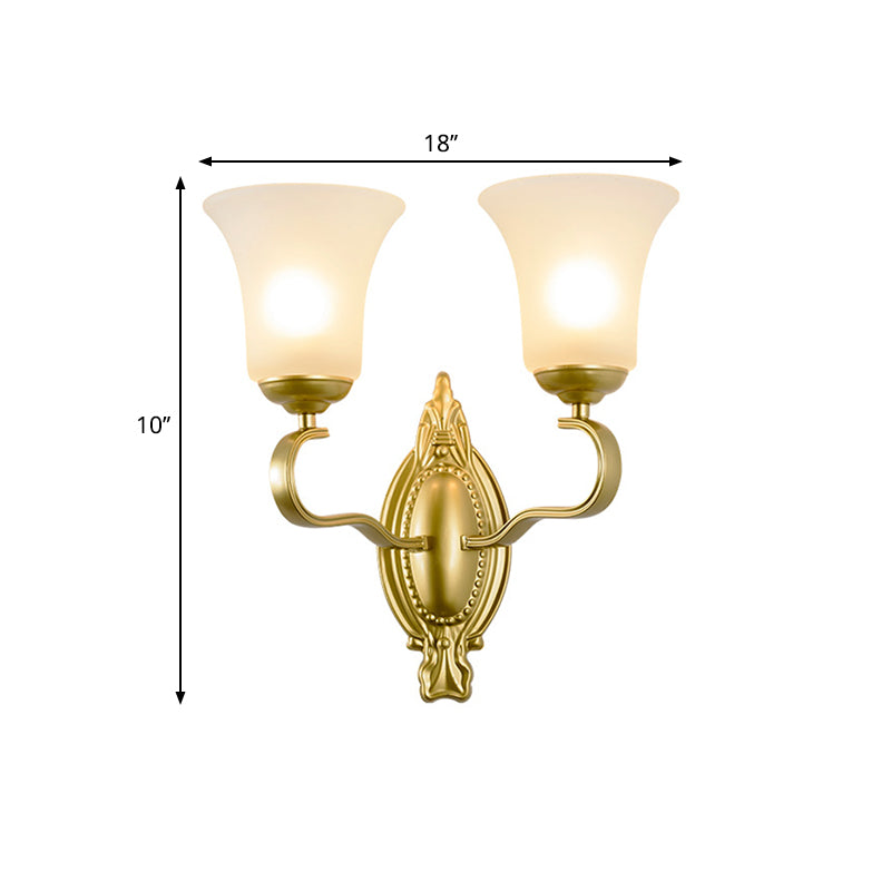 Bell Opal Glass Sconce Light Fixture Vintage Style 1/2-Head Corridor Wall Mount Light in Gold Clearhalo 'Wall Lamps & Sconces' 'Wall Lights' Lighting' 270173