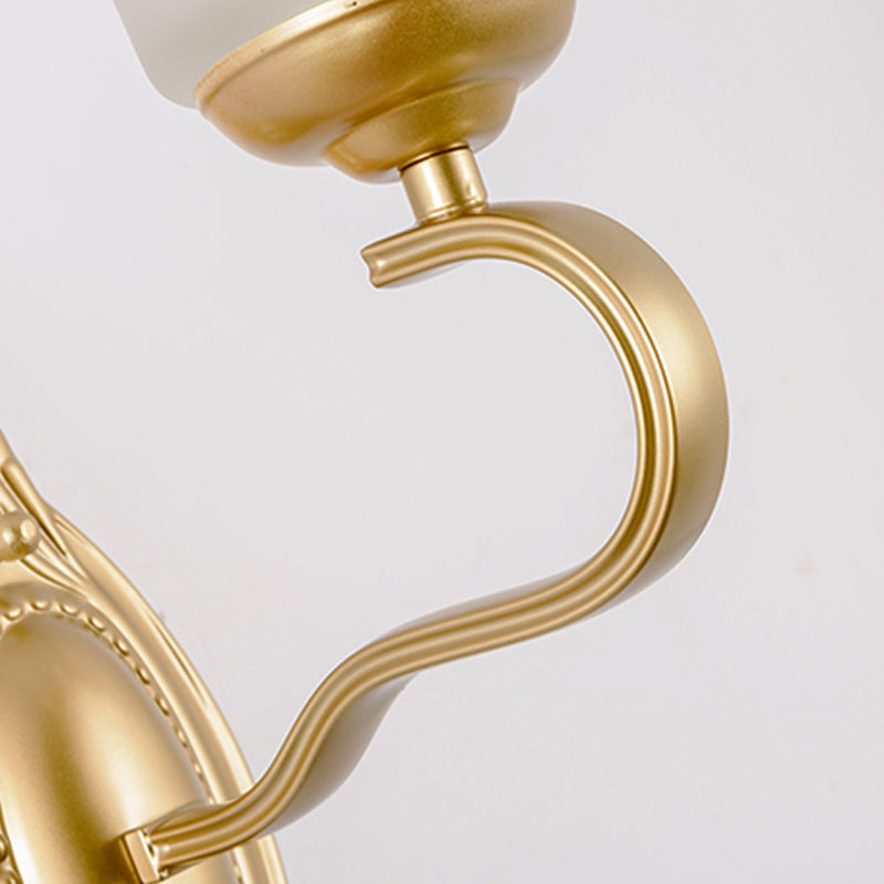 Bell Opal Glass Sconce Light Fixture Vintage Style 1/2-Head Corridor Wall Mount Light in Gold Clearhalo 'Wall Lamps & Sconces' 'Wall Lights' Lighting' 270174