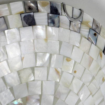 Beige Bowl Ceiling Light Vintage Mosaic Glass 1 Bulb 12"/16"/19.5" Wide Flush Mount Ceiling Light for Dining Room Clearhalo 'Ceiling Lights' 'Close To Ceiling Lights' 'Close to ceiling' 'Glass shade' 'Glass' 'Semi-flushmount' 'Tiffany close to ceiling' 'Tiffany' Lighting' 27023