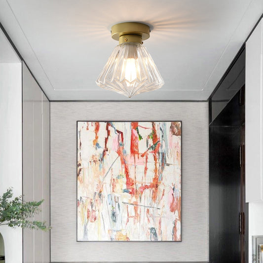 1 Head Flush Light Colonialism Clear Glass Scalloped Ceiling Fixture for Kitchen, 6.5"/7" W Clearhalo 'Ceiling Lights' 'Close To Ceiling Lights' 'Close to ceiling' 'Flush mount' Lighting' 270303