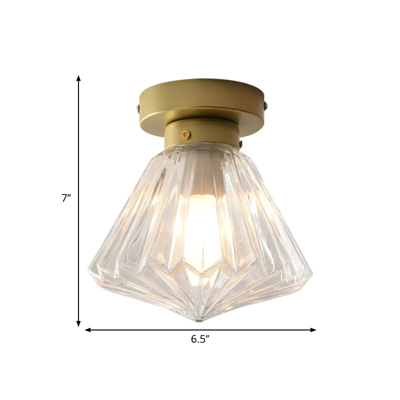 1 Head Flush Light Colonialism Clear Glass Scalloped Ceiling Fixture for Kitchen, 6.5"/7" W Clearhalo 'Ceiling Lights' 'Close To Ceiling Lights' 'Close to ceiling' 'Flush mount' Lighting' 270305