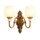 Metal Brass Wall Sconce Fixture Gooseneck 1/2-Light Vintage Stylish Wall Lamp with White Glass Bowl Shade Clearhalo 'Wall Lamps & Sconces' 'Wall Lights' Lighting' 270337