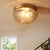 2 Bulbs Bowl Ceiling Mount Colonial Gold Clear Ribbed Glass Flush Light Fixture for Bedroom Gold Clearhalo 'Ceiling Lights' 'Close To Ceiling Lights' 'Close to ceiling' 'Flush mount' Lighting' 270364