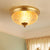 Dome Bedroom Flush Mount Light Colonial Lattice Glass 2 Bulbs Brass Close to Ceiling Lighting Fixture Brass Clearhalo 'Ceiling Lights' 'Close To Ceiling Lights' 'Close to ceiling' 'Flush mount' Lighting' 270369