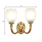 Opaline Glass Petal Wall Lamp Vintage Style 1/2-Light Living Room Sconce Light Fixture in Brass Clearhalo 'Wall Lamps & Sconces' 'Wall Lights' Lighting' 270385