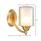 Cylindrical Indoor Wall Sconce Lighting Modern Style Double Glass 1/2-Head Brass Finish Wall Lamp for Bedroom Clearhalo 'Wall Lamps & Sconces' 'Wall Lights' Lighting' 270441