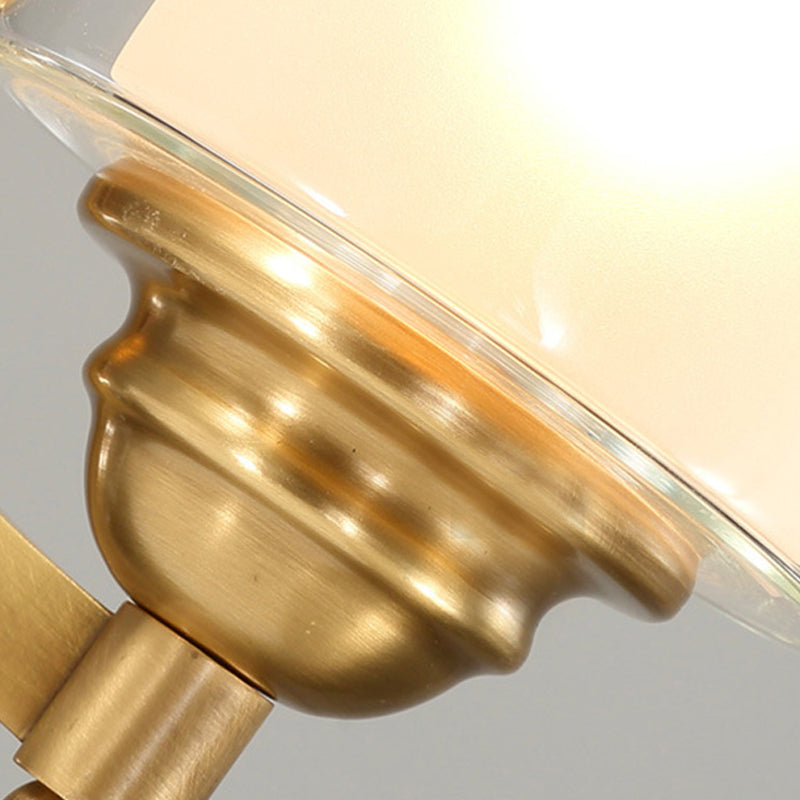 Cylindrical Indoor Wall Sconce Lighting Modern Style Double Glass 1/2-Head Brass Finish Wall Lamp for Bedroom Clearhalo 'Wall Lamps & Sconces' 'Wall Lights' Lighting' 270448