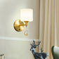 Drum Shade Hallway Wall Sconce Modern Style Milk Glass 1/2-Bulb Brass Finish Wall Lamp with Amber Crystal Draping Clearhalo 'Wall Lamps & Sconces' 'Wall Lights' Lighting' 270472