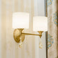 Drum Shade Hallway Wall Sconce Modern Style Milk Glass 1/2-Bulb Brass Finish Wall Lamp with Amber Crystal Draping 2.0 Brass Clearhalo 'Wall Lamps & Sconces' 'Wall Lights' Lighting' 270475