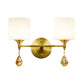 Drum Shade Hallway Wall Sconce Modern Style Milk Glass 1/2-Bulb Brass Finish Wall Lamp with Amber Crystal Draping Clearhalo 'Wall Lamps & Sconces' 'Wall Lights' Lighting' 270478