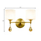 Drum Shade Hallway Wall Sconce Modern Style Milk Glass 1/2-Bulb Brass Finish Wall Lamp with Amber Crystal Draping Clearhalo 'Wall Lamps & Sconces' 'Wall Lights' Lighting' 270479