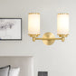 Brass Finish 1/2-Bulb Wall Lamp Modernism Style Frosted Glass Cylinder Wall Mount Light with Pencil Arm 2.0 Brass Clearhalo 'Wall Lamps & Sconces' 'Wall Lights' Lighting' 270505
