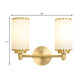 Brass Finish 1/2-Bulb Wall Lamp Modernism Style Frosted Glass Cylinder Wall Mount Light with Pencil Arm Clearhalo 'Wall Lamps & Sconces' 'Wall Lights' Lighting' 270509