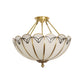 3 Bulbs Scallop Ceiling Flush Mount Colonial White Satin Opal Glass Semi Mount Lighting Clearhalo 'Ceiling Lights' 'Close To Ceiling Lights' 'Close to ceiling' 'Glass shade' 'Glass' 'Semi-flushmount' Lighting' 270752