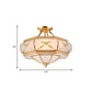 Hat Semi Flush Light Colonial Opal Glass 6 Heads Brass Ceiling Mounted Fixture for Living Room, 16"/18"/21.5" Wide Clearhalo 'Ceiling Lights' 'Close To Ceiling Lights' 'Close to ceiling' 'Glass shade' 'Glass' 'Semi-flushmount' Lighting' 270831