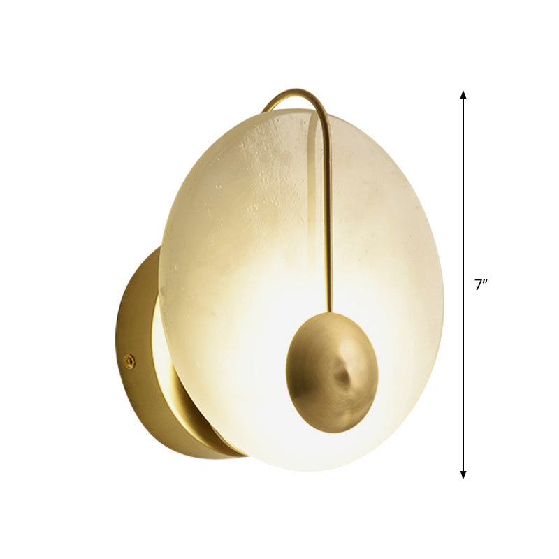 7/10 Wide Circular Sconce Light Colonialist Acrylic Opal Frosted 1 Head  Wall Lamp Fixture with Gold Curved Arm