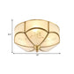 14"/18"/23.5" W Brass 3/4/6 Heads Flush Mount Lamp Colonialism Sandblasted Glass Scalloped Ceiling Fixture for Living Room Clearhalo 'Ceiling Lights' 'Close To Ceiling Lights' 'Close to ceiling' 'Flush mount' Lighting' 271029
