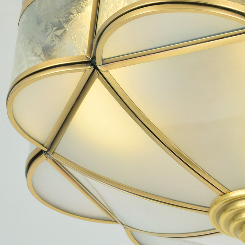 Curved Frosted Glass Brass Ceiling Flush Scallop 2 Heads Colonialist Flush Mount Lamp for Bedroom Clearhalo 'Ceiling Lights' 'Close To Ceiling Lights' 'Close to ceiling' 'Flush mount' Lighting' 271036
