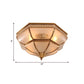 3/4 Bulbs Bowl Ceiling Mount Colonial Brass Curved Frosted Glass Flush Light Fixture for Living Room, 16.5"/18" W Clearhalo 'Ceiling Lights' 'Close To Ceiling Lights' 'Close to ceiling' 'Flush mount' Lighting' 271048