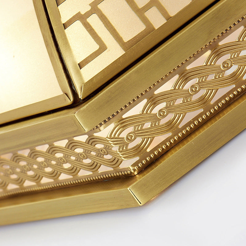 Dome Bedroom Flush Mount Light Colonial Opal Frosted Glass 3 Bulbs Brass Close to Ceiling Lamp Clearhalo 'Ceiling Lights' 'Close To Ceiling Lights' 'Close to ceiling' 'Flush mount' Lighting' 271070