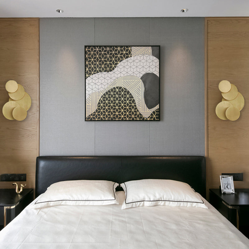 Metallic Disc Wall Mounted Lighting Minimalist 2-Light Brass Finish Sconce Light Fixture Clearhalo 'Wall Lamps & Sconces' 'Wall Lights' Lighting' 271215