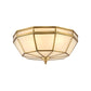 Brass 4 Heads Flush Mount Lamp Colonialism Sandblasted Glass Crown/Bowl/Drum Ceiling Fixture for Living Room Clearhalo 'Ceiling Lights' 'Close To Ceiling Lights' 'Close to ceiling' 'Flush mount' Lighting' 271287