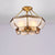 3/4 Bulbs Dome Ceiling Light Fixture Colonial Brass Satin Opal Glass Semi Flush Mount Lighting for Living Room, 14"/18" Dia Brass Clearhalo 'Ceiling Lights' 'Close To Ceiling Lights' 'Close to ceiling' 'Glass shade' 'Glass' 'Semi-flushmount' Lighting' 271361