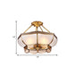 3/4 Bulbs Dome Ceiling Light Fixture Colonial Brass Satin Opal Glass Semi Flush Mount Lighting for Living Room, 14"/18" Dia Clearhalo 'Ceiling Lights' 'Close To Ceiling Lights' 'Close to ceiling' 'Glass shade' 'Glass' 'Semi-flushmount' Lighting' 271365