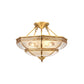 Ivory Glass Brass Ceiling Flush Bowl 4 Heads Colonialist Semi Mount Lighting for Living Room Clearhalo 'Ceiling Lights' 'Close To Ceiling Lights' 'Close to ceiling' 'Glass shade' 'Glass' 'Semi-flushmount' Lighting' 271410