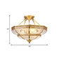 Ivory Glass Brass Ceiling Flush Bowl 4 Heads Colonialist Semi Mount Lighting for Living Room Clearhalo 'Ceiling Lights' 'Close To Ceiling Lights' 'Close to ceiling' 'Glass shade' 'Glass' 'Semi-flushmount' Lighting' 271411