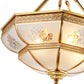 Ivory Glass Brass Ceiling Flush Bowl 4 Heads Colonialist Semi Mount Lighting for Living Room Clearhalo 'Ceiling Lights' 'Close To Ceiling Lights' 'Close to ceiling' 'Glass shade' 'Glass' 'Semi-flushmount' Lighting' 271412
