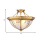 Colonial Dome Ceiling Mount Light Fixture 15"/19" W 3/4 Bulbs Opal Glass Semi Flush Chandelier in Brass for Living Room Clearhalo 'Ceiling Lights' 'Close To Ceiling Lights' 'Close to ceiling' 'Glass shade' 'Glass' 'Semi-flushmount' Lighting' 271463