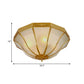 14.5"/18.5" W 3/4-Light Opal Glass Flush Light Colonialist Brass Flared Bedroom Close to Ceiling Lighting Clearhalo 'Ceiling Lights' 'Close To Ceiling Lights' 'Close to ceiling' 'Flush mount' Lighting' 271543