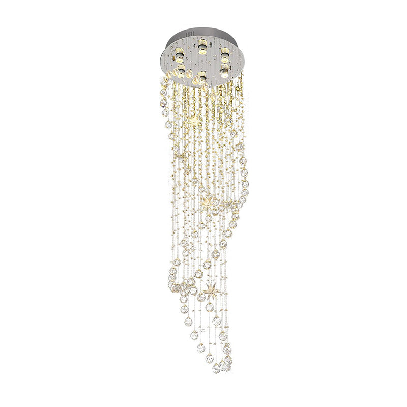Spiral Flushmount Contemporary Crystal 6 Heads Stainless-Steel Ceiling Mounted Fixture Clearhalo 'Ceiling Lights' 'Close To Ceiling Lights' 'Close to ceiling' 'Flush mount' Lighting' 271670