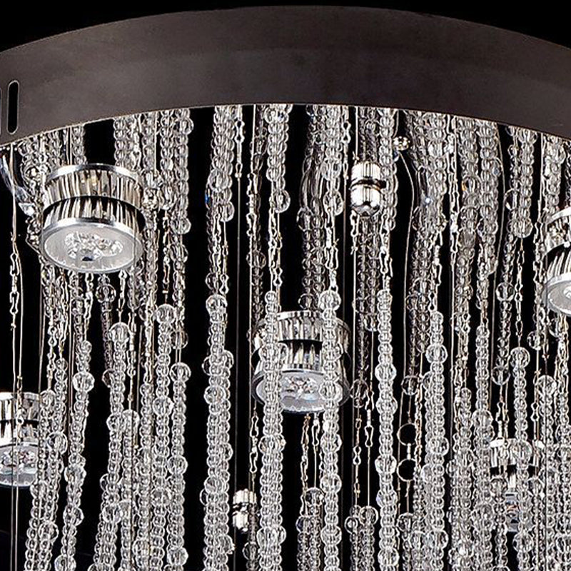Cascade Crystal Ball Flush Mount Modern 5 Bulbs Stainless-Steel Ceiling Light Fixture Clearhalo 'Ceiling Lights' 'Close To Ceiling Lights' 'Close to ceiling' 'Flush mount' Lighting' 271678