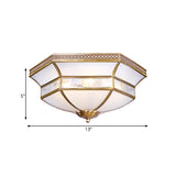 Brass Scalloped Ceiling Mounted Light White Glass 3/4 Heads Living Room Flush Mount Lamp Clearhalo 'Ceiling Lights' 'Close To Ceiling Lights' 'Close to ceiling' 'Flush mount' Lighting' 271714