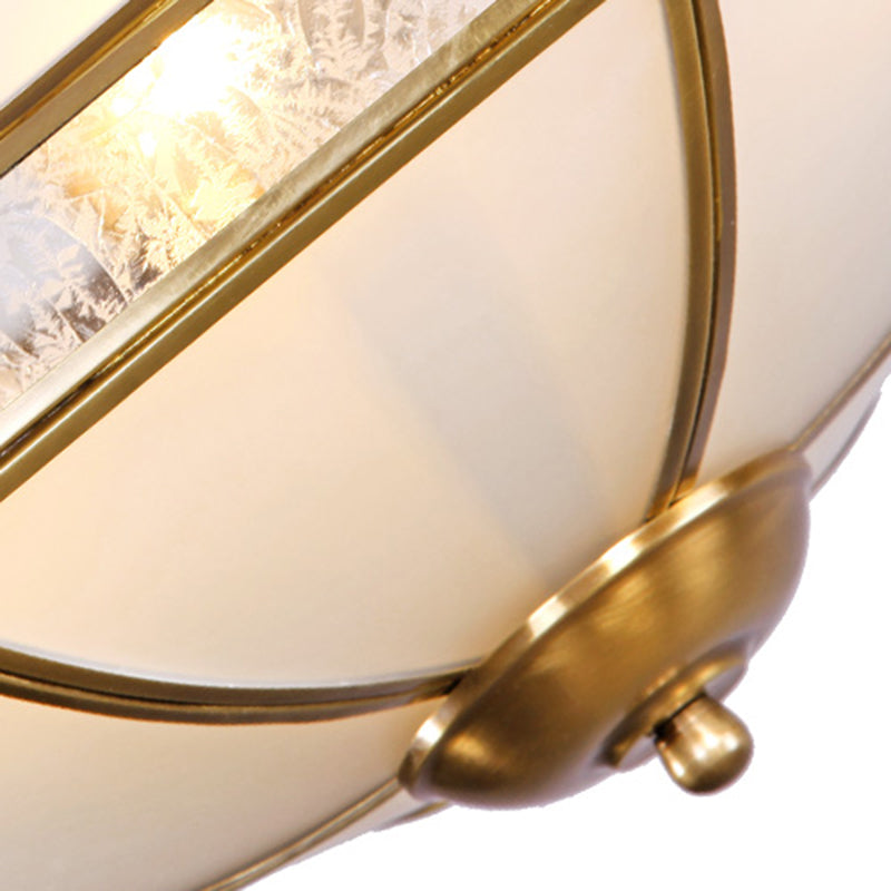 Brass Scalloped Ceiling Mounted Light White Glass 3/4 Heads Living Room Flush Mount Lamp Clearhalo 'Ceiling Lights' 'Close To Ceiling Lights' 'Close to ceiling' 'Flush mount' Lighting' 271716