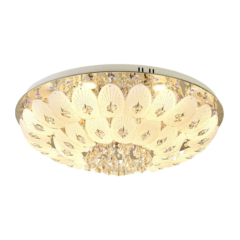 Domed Flush Mount Contemporary Crystal 7/13 Heads 23.5"/31.5" Wide White Ceiling Light Fixture Clearhalo 'Ceiling Lights' 'Close To Ceiling Lights' 'Close to ceiling' 'Flush mount' Lighting' 271735