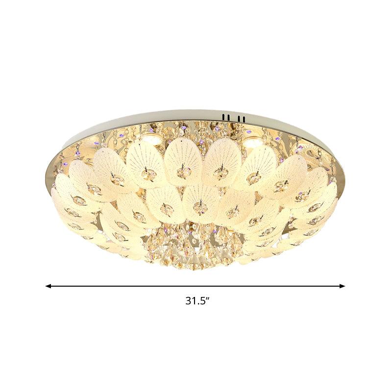 Domed Flush Mount Contemporary Crystal 7/13 Heads 23.5"/31.5" Wide White Ceiling Light Fixture Clearhalo 'Ceiling Lights' 'Close To Ceiling Lights' 'Close to ceiling' 'Flush mount' Lighting' 271736