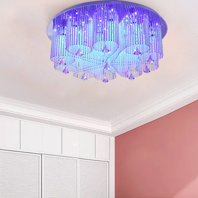 Flower Flushmount Modernism Crystal 4/8/15 Heads Stainless-Steel Ceiling Mounted Fixture Stainless-Steel Clearhalo 'Ceiling Lights' 'Close To Ceiling Lights' 'Close to ceiling' 'Flush mount' Lighting' 271744