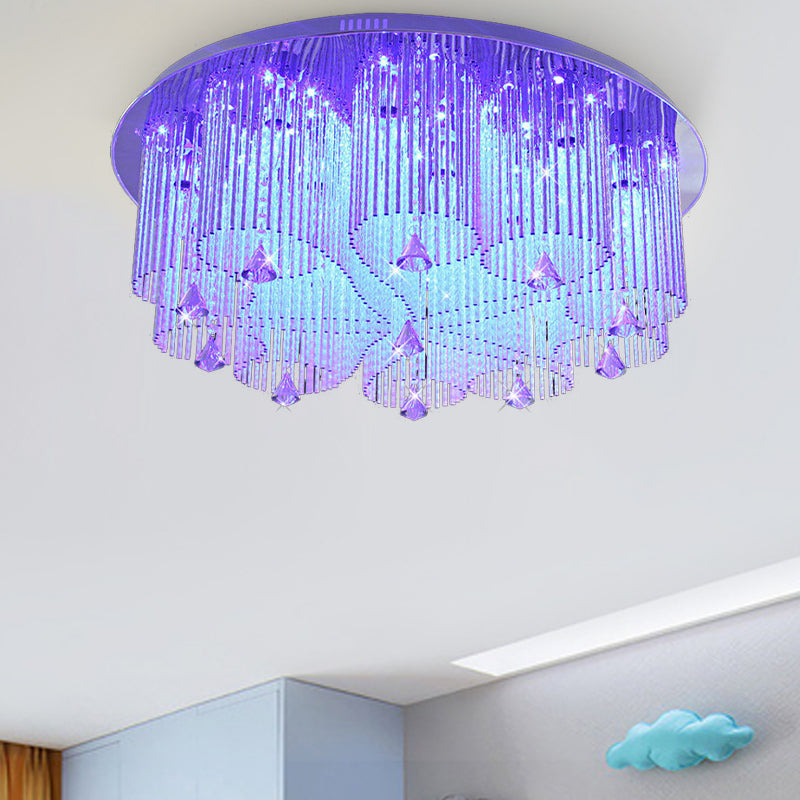 Flower Flushmount Modernism Crystal 4/8/15 Heads Stainless-Steel Ceiling Mounted Fixture Clearhalo 'Ceiling Lights' 'Close To Ceiling Lights' 'Close to ceiling' 'Flush mount' Lighting' 271745
