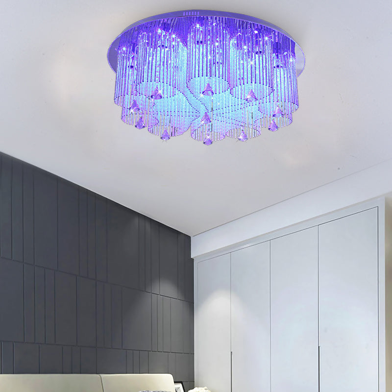 Flower Flushmount Modernism Crystal 4/8/15 Heads Stainless-Steel Ceiling Mounted Fixture Clearhalo 'Ceiling Lights' 'Close To Ceiling Lights' 'Close to ceiling' 'Flush mount' Lighting' 271746