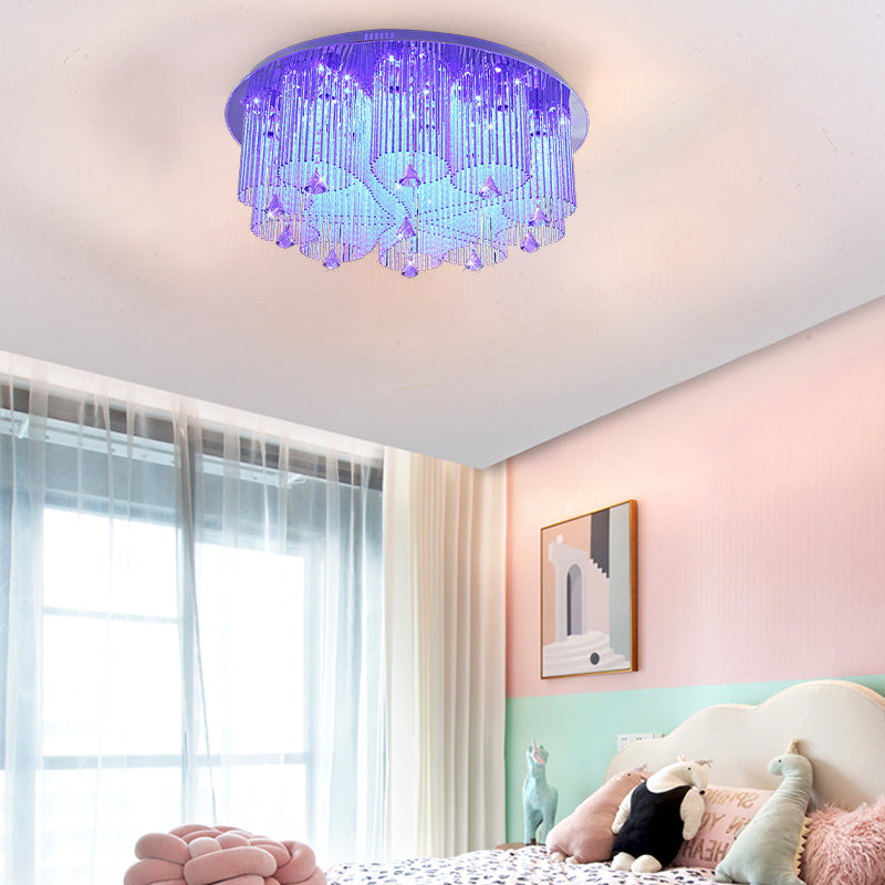 Flower Flushmount Modernism Crystal 4/8/15 Heads Stainless-Steel Ceiling Mounted Fixture Clearhalo 'Ceiling Lights' 'Close To Ceiling Lights' 'Close to ceiling' 'Flush mount' Lighting' 271747