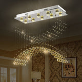 10 Heads Bend Flush Mount Contemporary Crystal Ceiling Light Fixture in Nickel Clearhalo 'Ceiling Lights' 'Close To Ceiling Lights' 'Close to ceiling' 'Flush mount' Lighting' 271807