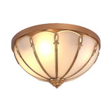 Dome Opaline Glass Ceiling Mounted Fixture Colonial 3/4 Bulbs Bedroom Flush Mount Ceiling Lamp in Brass