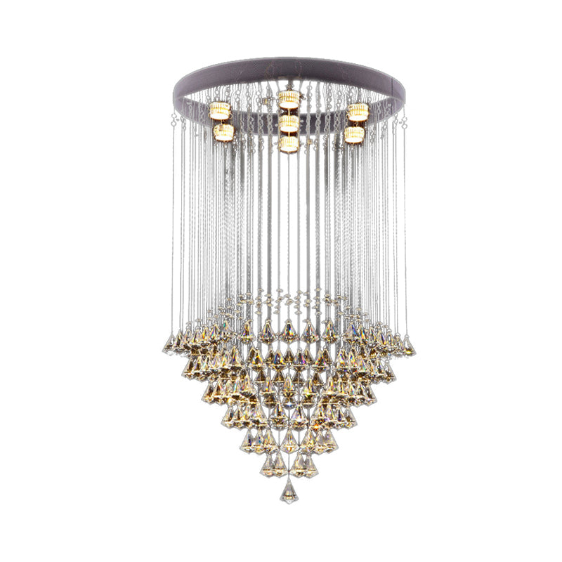 Cut Crystal Diamond Flush Light Modernist 7 Heads Nickel Ceiling Mounted Fixture Clearhalo 'Ceiling Lights' 'Close To Ceiling Lights' 'Close to ceiling' 'Flush mount' Lighting' 271838