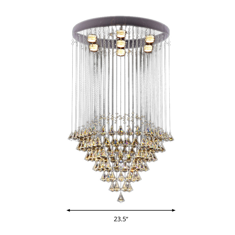 Cut Crystal Diamond Flush Light Modernist 7 Heads Nickel Ceiling Mounted Fixture Clearhalo 'Ceiling Lights' 'Close To Ceiling Lights' 'Close to ceiling' 'Flush mount' Lighting' 271839