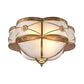 Brass 4 Heads Flush Mount Lamp Colonialism Sandblasted Glass Scalloped Ceiling Light for Living Room Clearhalo 'Ceiling Lights' 'Close To Ceiling Lights' 'Close to ceiling' 'Flush mount' Lighting' 271880